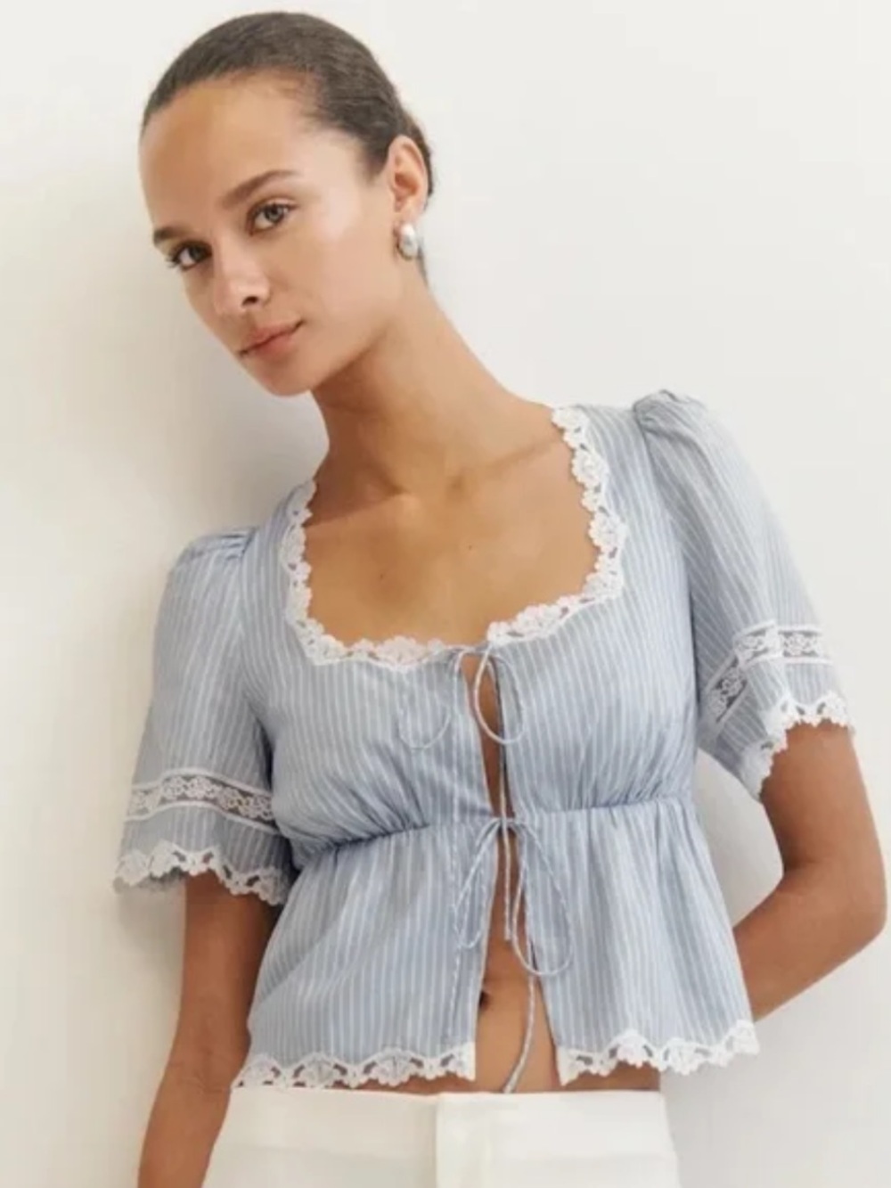 Reformation Margot Lace-Trim Top